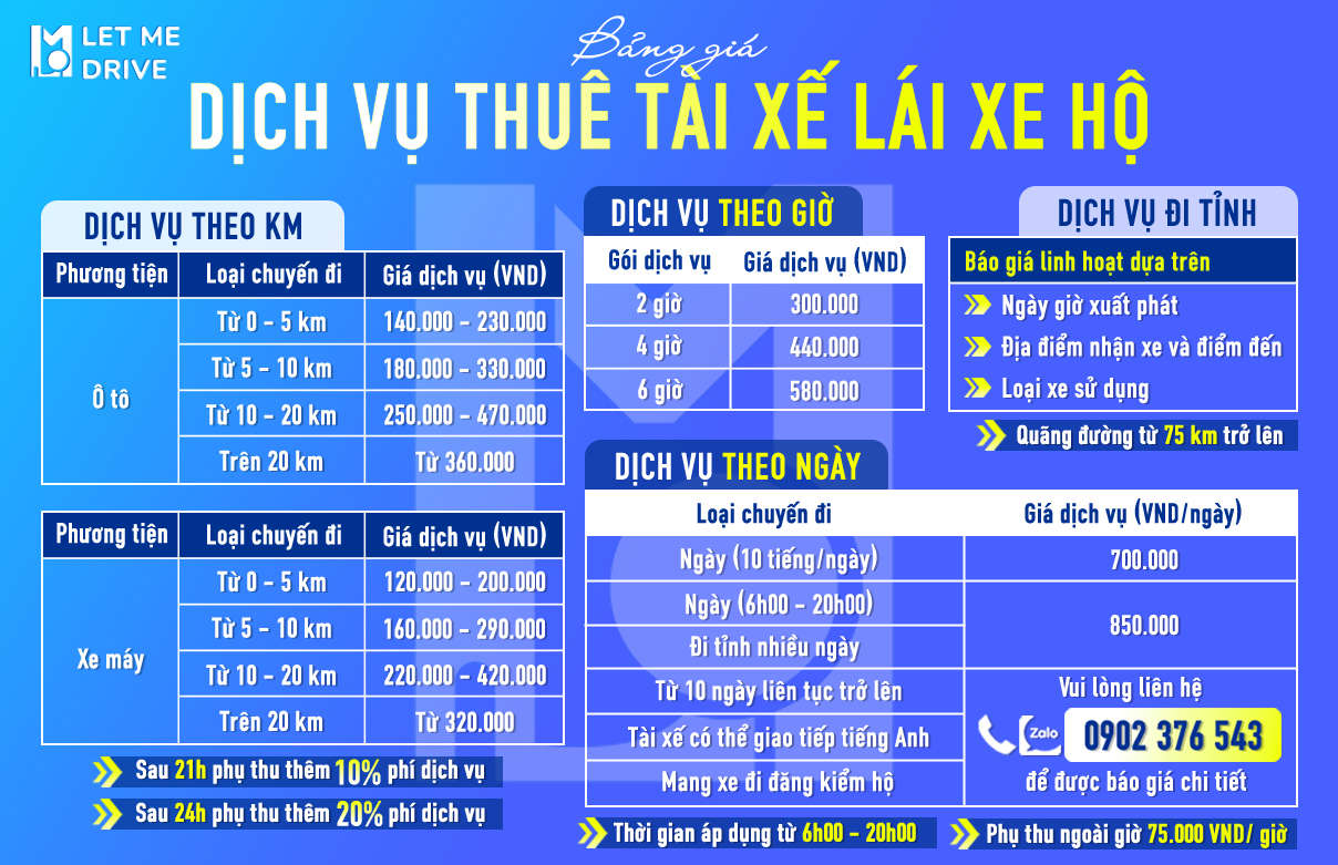 Thuê tài xế lái xe hộ LMD Let Me Drive Bảng Giá Thuê Tài Xế Lái Xe Hộ 2026 Chi Tiết Và Mới Nhất