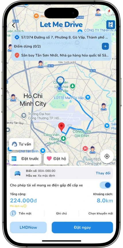 Thuê tài xế lái xe hộ LMD Let Me Drive service book schedule
