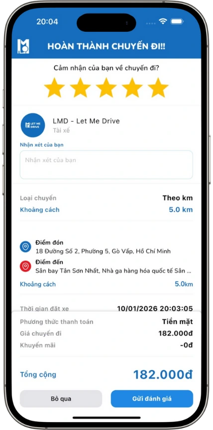 Thuê tài xế lái xe hộ LMD Let Me Drive service home